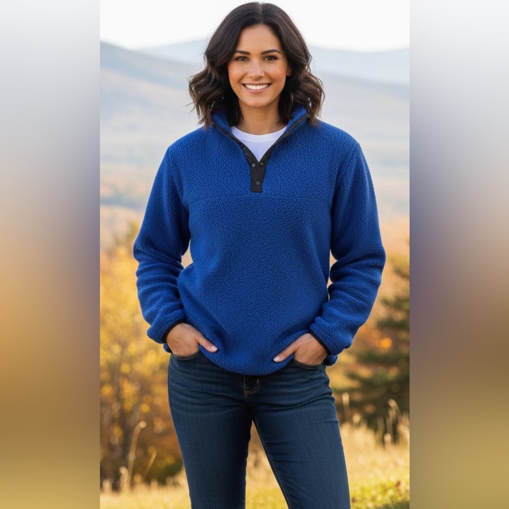 Vintage Land’s End Polartec Royal Blue Sherpa Pullover, Unisex, Size Large